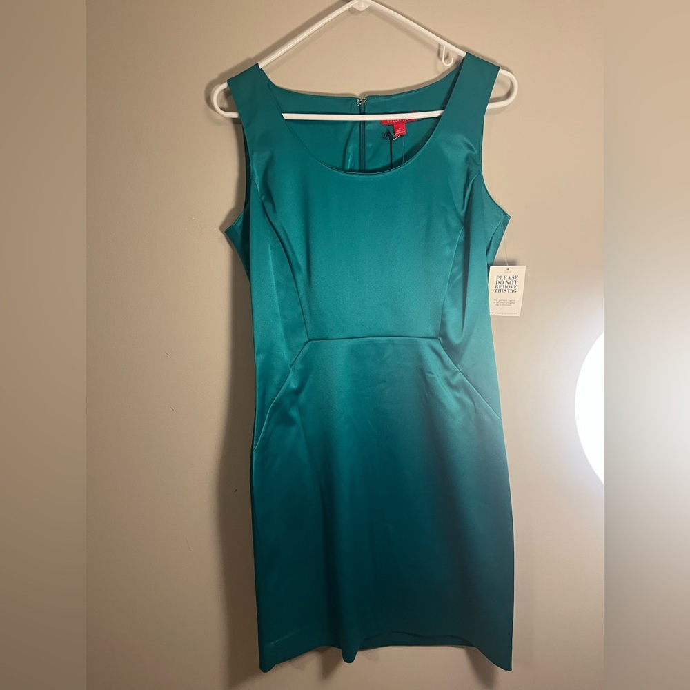 New York & Co Teal Satin Sleeveless Dress Size 8 NWT